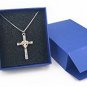 Cross Heart Silver Plated Pendant Necklace Made With AAA Cubic Zirconia, 18 .
