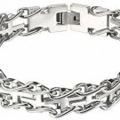 U7 Men Stainless Steel Cross Inserted Link Bracelet 12mm Wide