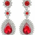EleQueen Women's Austrian Crystal Dazzling Flower Tear Drop Wedding Dangle Ruby