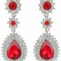EleQueen Women's Austrian Crystal Dazzling Flower Tear Drop Wedding Dangle Ruby