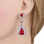EleQueen Women's Austrian Crystal Dazzling Flower Tear Drop Wedding Dangle Ruby