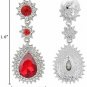 EleQueen Women's Austrian Crystal Dazzling Flower Tear Drop Wedding Dangle Ruby