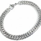 Stainless Steel Tight Double Link Curb Chain Bracelet 8mm 9inch