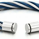 Large Elastic Adjustable Steel Twisted Cable Cuff Bangle Bracelet For Men Women