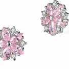 DASATA Women's White Sterling 925 Silver Stud Earrings For Party Wedding Pink