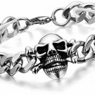 Cupimatch Mens Punk Biker Gothic Skull Solid Stainless Steel Curb Chain Link