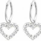 Best Wing Jewelry .925 Sterling Silver Heart/w Crystal Dangle Hoop Earrings For
