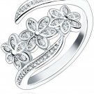 KWUNCCI Flower CZ Rings Platinum Plated Eternity Statement Engagement Band Wrap