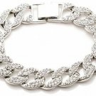 Xusamss Hip Hop Titanium Steel Crystal Chain Bangle Link Bracelet,8.0inches