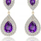 Miraculous Garden Womens Gold Plated Purple Crystal Rhinestone Wedding Drop For