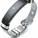 TEMICO Stainless Steel English Bible Lords Prayer Cross Bracelet For Men Boys