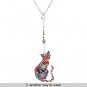 Enamel Printed Cat Box Chain Necklace For Women Teens Cat Lovers Pendants Great