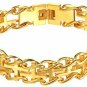 U7 Men 18K Gold Plated Cross Inserted Link Bracelet 12mm Wide 21CM Long