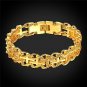 U7 Men 18K Gold Plated Cross Inserted Link Bracelet 12mm Wide 21CM Long