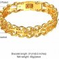 U7 Men 18K Gold Plated Cross Inserted Link Bracelet 12mm Wide 21CM Long