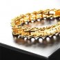 U7 Men 18K Gold Plated Cross Inserted Link Bracelet 12mm Wide 21CM Long