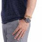 U7 Men 18K Gold Plated Cross Inserted Link Bracelet 12mm Wide 21CM Long