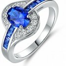 OPALTOP White Gold Plated Oval 6x8mm Created Sapphire Wedding Rings For Women