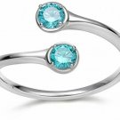 EAMTI Wrap Adjustable 925 Sterling Silver Bloodstone Cubic Zirconia March Ring