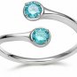 EAMTI Wrap Adjustable 925 Sterling Silver Bloodstone Cubic Zirconia March Ring