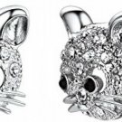 U7 Platinum Plated Rhinestone Crystal Cat Ear Stud Earrings