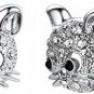 U7 Platinum Plated Rhinestone Crystal Cat Ear Stud Earrings
