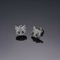 U7 Platinum Plated Rhinestone Crystal Cat Ear Stud Earrings