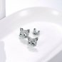 U7 Platinum Plated Rhinestone Crystal Cat Ear Stud Earrings