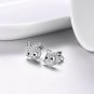 U7 Platinum Plated Rhinestone Crystal Cat Ear Stud Earrings
