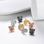 U7 Platinum Plated Rhinestone Crystal Cat Ear Stud Earrings