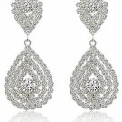 Miraculous Garden Womens Silver Plated Crystal Rhinestone Wedding Pierced Drop