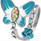 Neoglory Blue Butterfly Adjustable Rings With Colorful Rhinestone Nice Birthday