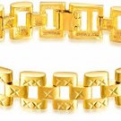 OPK 18K Yellow Gold Plated 12mm Link Bracelet Carving Wristband, 7.28??