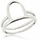 SOVATS One U Shaped Ring For Women 925 Sterling Silver Rhodium Plated - Simple,