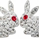 YACQ Jewelry 925 Sterling Silver Crystal Easter Bunny Stud Earrings For Women