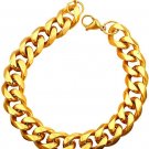 9mm Curb Chain Bracelet For Men Women 18K Gold Plated High Polished,8.3 Inch