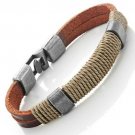 Dark Brown Leather Wound-around Nature Thread Bracelet For Him And Her, Unisex,