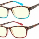 Computer Glasses 2 Pair Anti Glare Anti Reflection Spring Hinge Ombre Color For