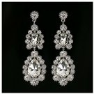 Long Fashion Statement Silver Gold Black Rhinestone Crystal Drop Earrings Or