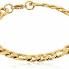 Mens Stainless Steel IP Figaro Chain Bracelet, 8.3-Inch 18k real gold plated