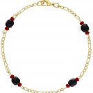 In Season Jewelry 18k Gold Plated Simulated Azabache Bracelet Chain Link Evil
