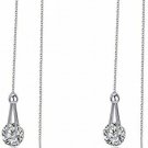 LicLiz 2 Carat Cubic Zirconia Long Threader Drop Earrings Dangle Ear Line For