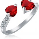 Gleamart Double Love Heart Ring Adjustable Crystal Zircon Rings For Women Girls