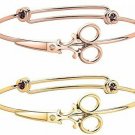 Minimalist Shears Scissor Bangle Stacking Adjustable Wire Bracelet For Gold)