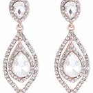 NLCAC Women Pear Shape Crystal Earrings Dangle Teardrop Rhinestone Chandelier