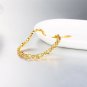 U7 Infinity Link Bracelet 6mm Wide 18K Gold Plated Unisex Bangle, Fit Wrist