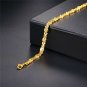 U7 Infinity Link Bracelet 6mm Wide 18K Gold Plated Unisex Bangle, Fit Wrist