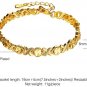 U7 Infinity Link Bracelet 6mm Wide 18K Gold Plated Unisex Bangle, Fit Wrist