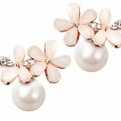 925 Sterling Silver Stud Earrings With Crystal Zircon And AAA Cultured Pearls