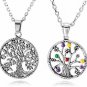 MOWOM 2PCS Silver Tone Stainless Steel Pendant Necklace Tree Of Life